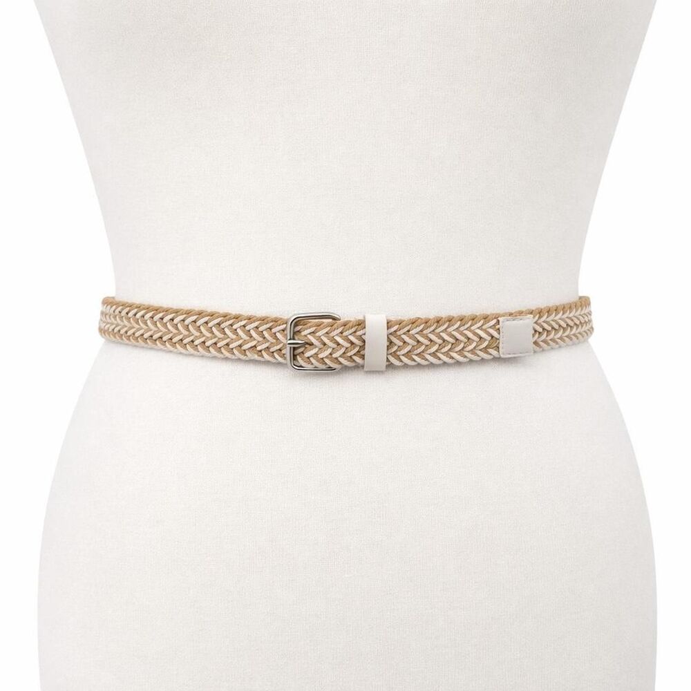 Bass Woven Belt Chevron Braided Size Large White